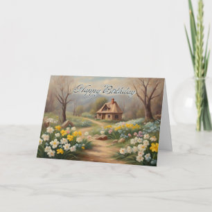Gelukkige Verjaardag Kleine Cabine en de Lentetuin Kaart