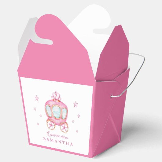 Gelukkige verjaardag kleine prinses koets bedankdoosjes (Geopend)