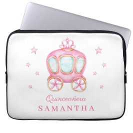 Gelukkige verjaardag kleine prinses koets laptop sleeve