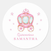 Gelukkige verjaardag kleine prinses koets ronde sticker (Voorkant)