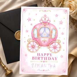 Gelukkige verjaardag kleine prinsessenkoets kaart