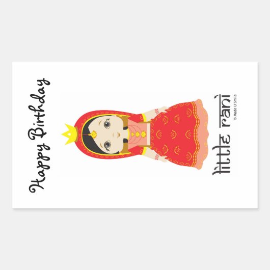 Gelukkige verjaardag kleine Rani Rechthoekige Sticker (Voorkant)