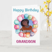 Gelukkige Verjaardag Kleinzoon Aangepaste Foto Kaart (Gele Bloem)