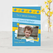 Gelukkige Verjaardag Kleinzoon blauw en geel foto Kaart (Gele Bloem)