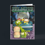Gelukkige Verjaardag kleinzoon, Buiten deze wereld Kaart<br><div class="desc">Gelukkige verjaardag kleinzoon,  Uit deze wereld,  buitenaards met cupcakes</div>
