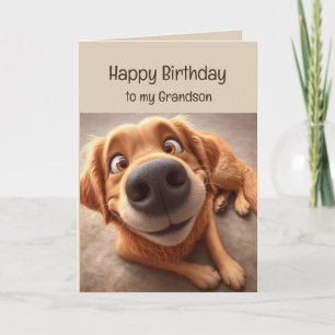 Gelukkige verjaardag kleinzoon leuke gekke hond kaart