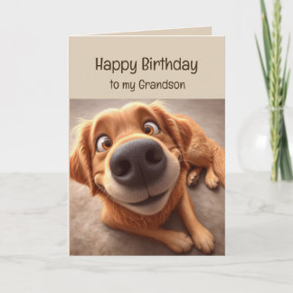 Gelukkige verjaardag kleinzoon leuke gekke hond kaart