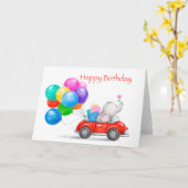 Gelukkige verjaardag kleinzoon, olifant in rode au kaart (Gele Bloem)