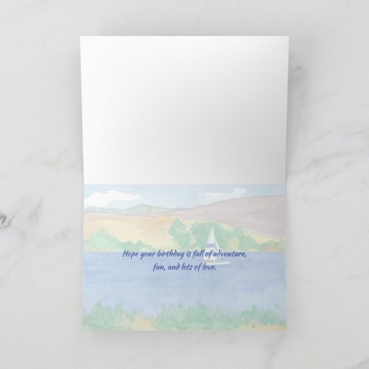 Gelukkige Verjaardag kleinzoon Sailing Mountain La Kaart (Binnen)