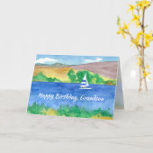 Gelukkige Verjaardag kleinzoon Sailing Mountain La Kaart (Gele Bloem)