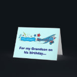 Gelukkige Verjaardag Kleinzoon Vliegtuig Kaart<br><div class="desc">Dit ontwerp is voorzien van een tweedekker. Voor overeenkomende items typt u "penguincornerstore biplane" in de zoekbalk van Zazzle.</div>