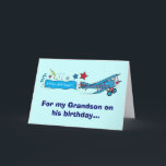 Gelukkige Verjaardag Kleinzoon Vliegtuig Kaart<br><div class="desc">Dit ontwerp is voorzien van een tweedekker. Voor overeenkomende items typt u "penguincornerstore biplane" in de zoekbalk van Zazzle.</div>