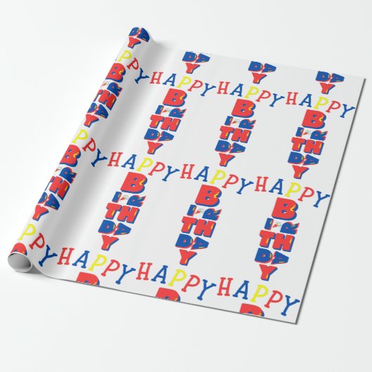 Gelukkige Verjaardag Kleur Remix Wrapping Papier (Uitgerold)