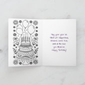 Gelukkige verjaardag | Kleurplaat gepersonaliseerd Kaart (Binnen)