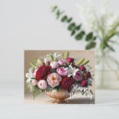 Gelukkige Verjaardag Kleurrijk Bloemenboeket Briefkaart (Staand voorkant)