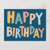 GELUKKIGE VERJAARDAG Kleurrijk Pastel Handletterin Briefkaart (Voorkant)