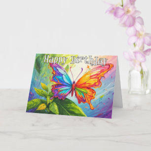 Gelukkige Verjaardag Kleurrijke Artsy Butterfly Do Kaart