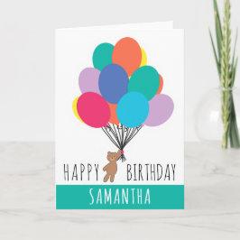 Gelukkige Verjaardag Kleurrijke Ballon Teddy Bear  Kaart