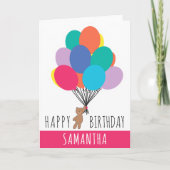 Gelukkige Verjaardag Kleurrijke Ballon Teddy Bear  Kaart (Voorkant)