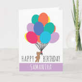 Gelukkige Verjaardag Kleurrijke Ballon Teddy Bear  Kaart (Voorkant)