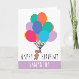 Gelukkige Verjaardag Kleurrijke Ballon Teddy Bear  Kaart