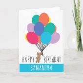 Gelukkige Verjaardag Kleurrijke Ballon Teddy Bear  Kaart (Voorkant)