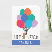 Gelukkige Verjaardag Kleurrijke Ballon Teddy Bear  Kaart (Voorkant)