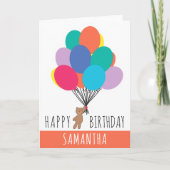 Gelukkige Verjaardag Kleurrijke Ballon Teddy Bear  Kaart (Voorkant)