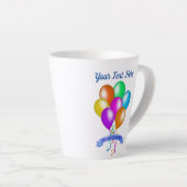 Gelukkige Verjaardag Kleurrijke Ballonnen Streamer Latte Mok (Rechterhoek)