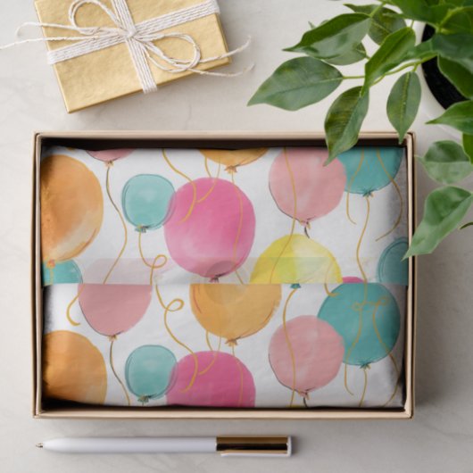 Gelukkige Verjaardag Kleurrijke Ballonnen Tissue P Tissuepapier (Geschenk)