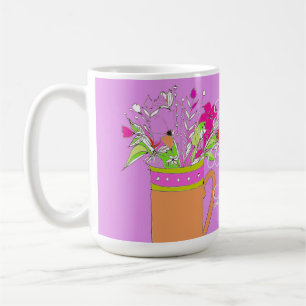 Gelukkige verjaardag kleurrijke bloemen koffiemok