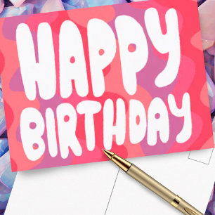 GELUKKIGE VERJAARDAG Kleurrijke Bubble Letters Aan Briefkaart