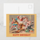 Gelukkige Verjaardag Kleurrijke Clowns Briefkaart (Voorkant / Achterkant)