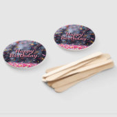 Gelukkige Verjaardag Kleurrijke Confetti & snoep Handwaaier (Niet-gemonteerd)