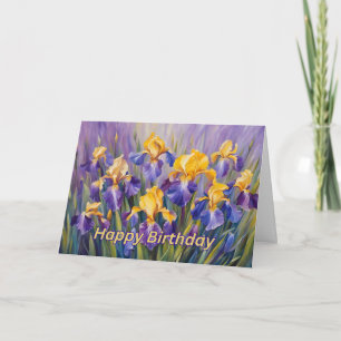 Gelukkige verjaardag Kleurrijke Iris Bloemen Kaart