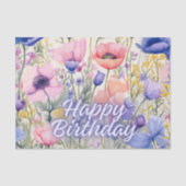 Gelukkige Verjaardag Kleurrijke Poppy Bloemen Tissuepapier (Voorkant)