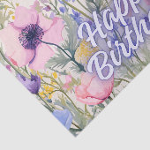 Gelukkige Verjaardag Kleurrijke Poppy Bloemen Tissuepapier (Detail)