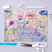 Gelukkige Verjaardag Kleurrijke Poppy Bloemen Tissuepapier (Craft)