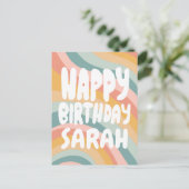 GELUKKIGE VERJAARDAG Kleurrijke Regenboog Stripes  Briefkaart (Staand voorkant)