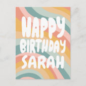 GELUKKIGE VERJAARDAG Kleurrijke Regenboog Stripes  Briefkaart (Voorkant)