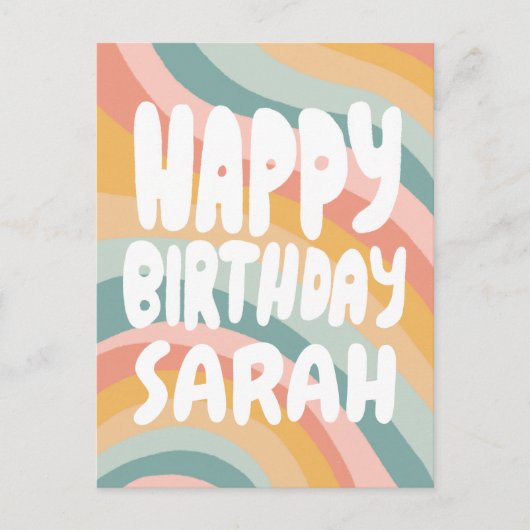 GELUKKIGE VERJAARDAG Kleurrijke Regenboog Stripes Briefkaart (Voorkant)