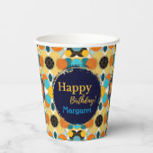 Gelukkige Verjaardag Kleurrijke Retro 80's Persona Papieren Bekers (Achterkant)