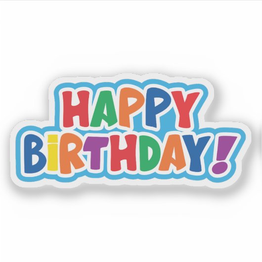 Gelukkige verjaardag kleurrijke sticker (Voorkant)