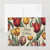 Gelukkige Verjaardag Kleurrijke Tulpenbloemen Briefkaart (Voorkant / Achterkant)