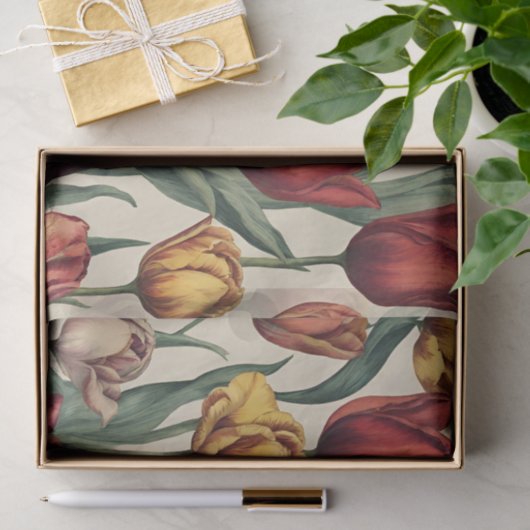 Gelukkige Verjaardag Kleurrijke Tulpenbloemen Tissuepapier