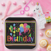 Gelukkige verjaardag kleurrijke viering papieren bordje (Feest)