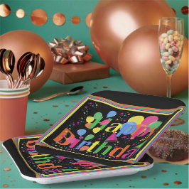 Gelukkige verjaardag kleurrijke viering papieren bordje