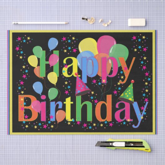 Gelukkige verjaardag kleurrijke viering tissuepapier (Craft)