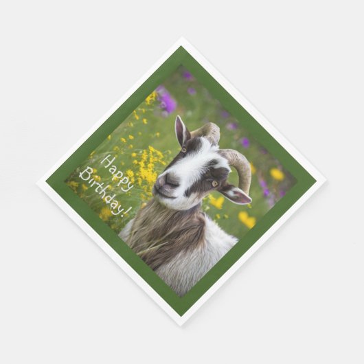Gelukkige verjaardag knappe geit servet (Hoek)