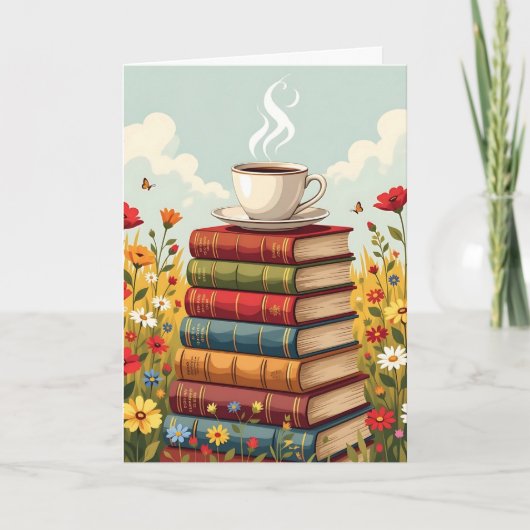 Gelukkige verjaardag | Koffie en boeken Kaart (Voorkant)